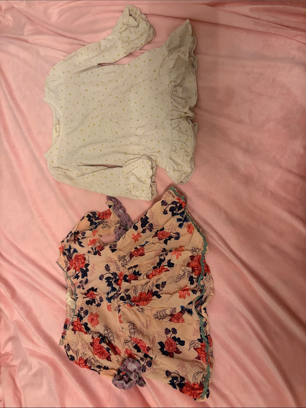 Matilda Jane White Ruffle Top & Peach Floral Shorts Set